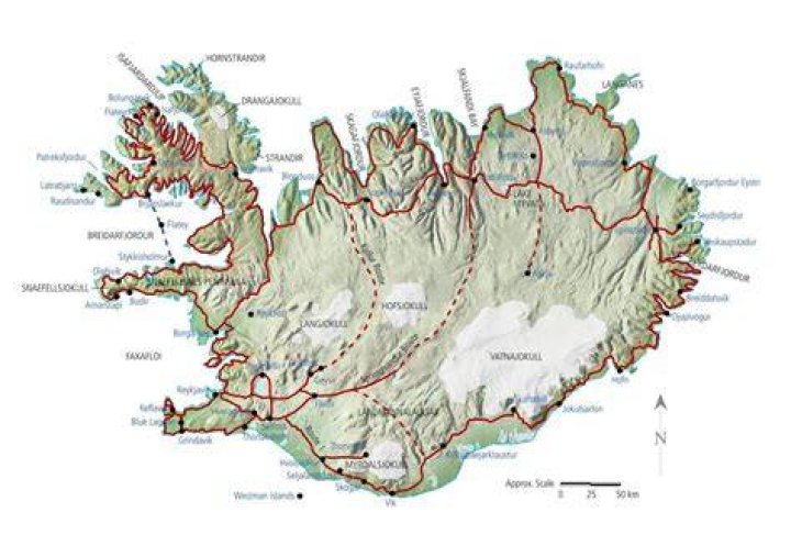 Large detailed road and relief map of the United States. The United