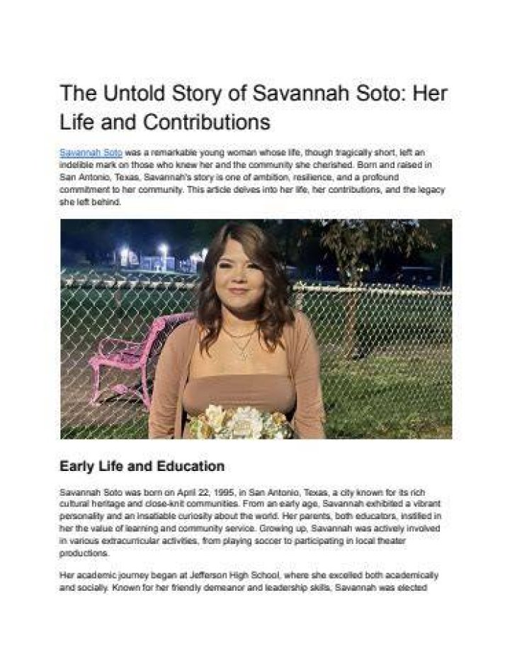 Savannah Soto Obituary: Remembering A Vibrant Life Cut Short